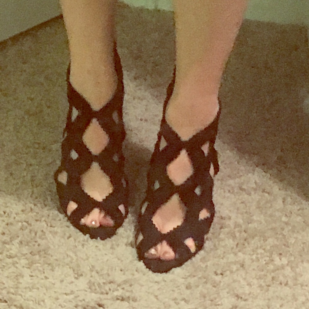 Zara suede cutout heels